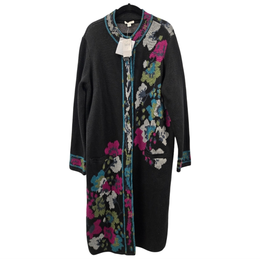 J Jill Cardigan Sweater Duster Whimsigoth‎ Dark Boho Goth Floral SZ Medium NWT